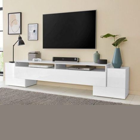 Porta tv con ribalta e 2 ante Eros linea Comat in finitura Bianco Lucido (1/2)