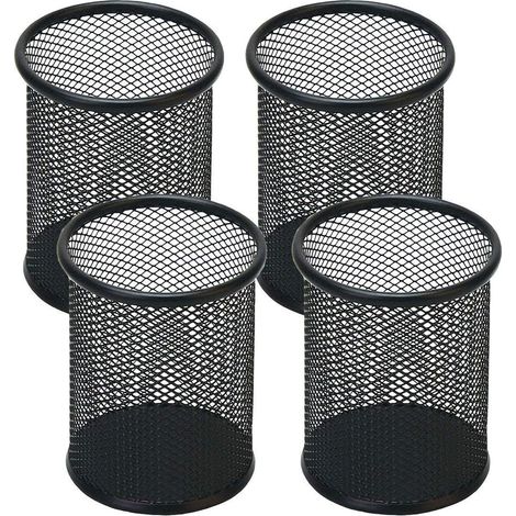 Porte-stylo en maille, porte-stylo en métal, porte-stylo de bureau, noir, lot de 4