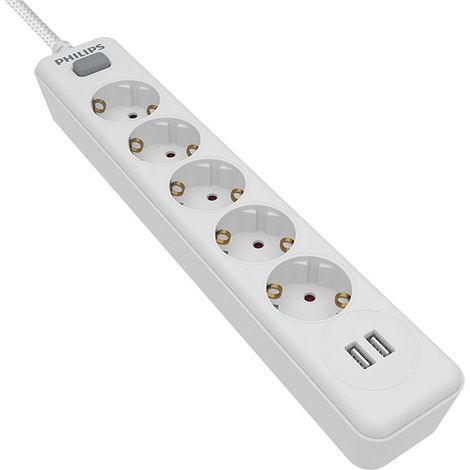 Multipresa con 5 prese + 2 porte USB da 2,4 A SPN3052WA/10 PHILIPS