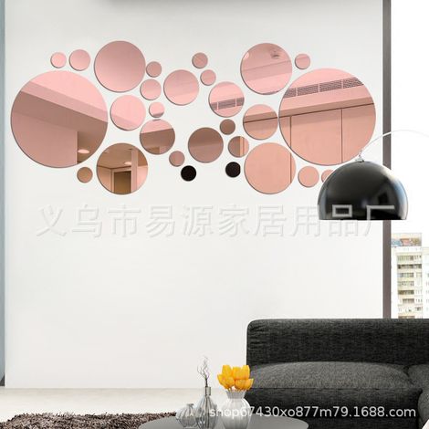 Juego de 30 pegatinas redondas de pared con efecto espejo, removibles, hechas de acrílico, para decorar tu dormitorio, baño o sala de estar.