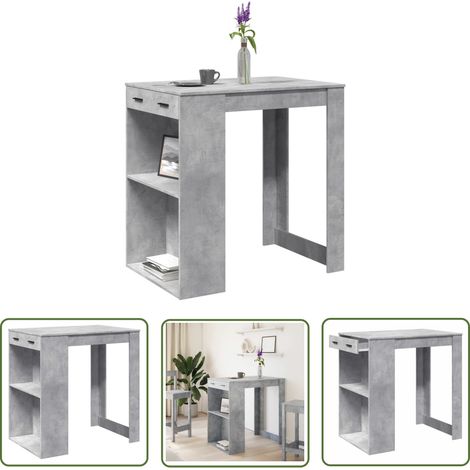 vidaXL Bartisch Betongrau 102x70x103,5 cm Holzwerkstoff (1/5)