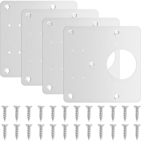 Promotion, 4pcs plaques de réparation de charnière d'armoire, supports de réparation de charnière avec trou et vis de fixation, en acier inoxydable pour porte de placard et meubles en bois,AAFGVC