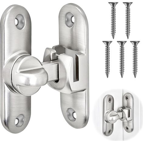 Serratura per porta scorrevole, serratura per porta scorrevole a 90/180 gradi, serratura per porta interna con viti per cucina, finestra, camera da letto (argento) (1/5)