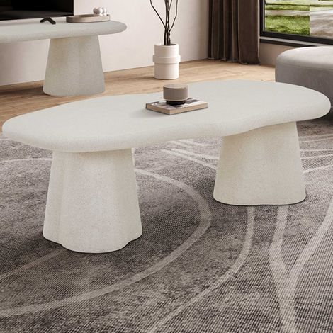 Table basse Faro - 130x70x40cm - peinture ciment - blanc