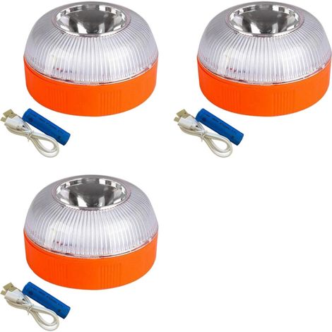Adecuado para luces de emergencia de coche de 3 V16, recargable por USB, luces de advertencia intermitentes LED para carretera, aplicable a coches, barcos, etc. (1/4)