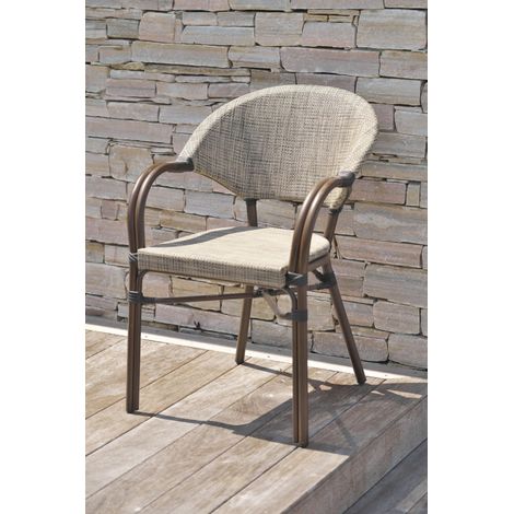 Lot de 2 fauteuils de jardin empilables en aluminium et textilène – Résistant aux intempéries – Confort optimal – DCB GARDEN