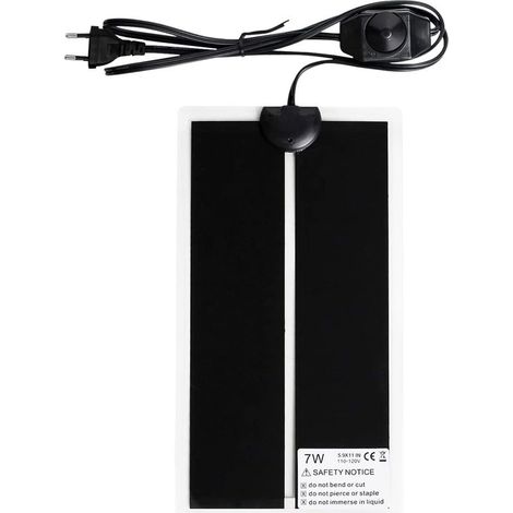 Tapis Chauffant pour Terrarium, 15 X 28CM Tapis Chauffant, Tapis Chauffant Terrarium, Tapis Chauffant pour Reptile, température réglable (0-35 degrés) Fiche européenne (7W, 220V-240V) (1/5)