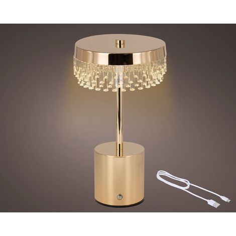 Lampada da tavolo LED ricaricabile in ferro D 14 cm altezza 25,5 cm oro Peraga Christmas