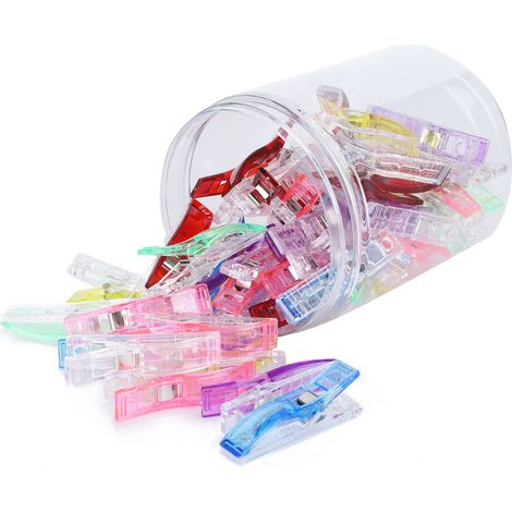 50Pinces à Couture Assorties Couleurs - Clips à Tissu Plastique Manuels pour Bureau et Organisation Papier (1/5)