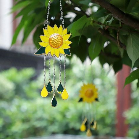 Clochettes À Vent - Tournesols En Alliage - Décoration Suspendue Pour Extérieur Et Intérieur - Jardin Terrasse Balcon Patio - 1 Pièce (1/5)