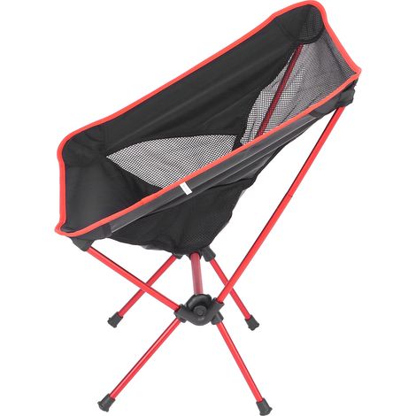 Chaise pliante portable en alliage d'aluminium avec sac de rangement pour le camping, les barbecues et la pêche (rouge) (1/5)