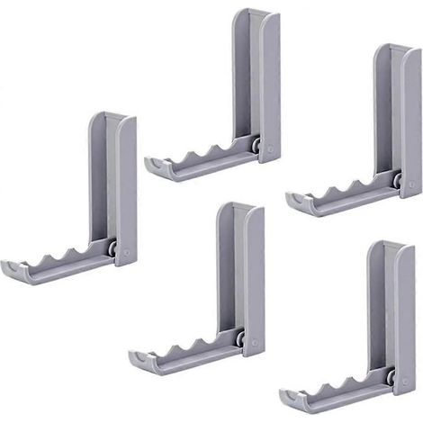 Lot de 5 crochets pliables, support de rangement mural auto-adhésif, porte-serviettes extensible, usage domestique (gris, lot de 5) (1/5)
