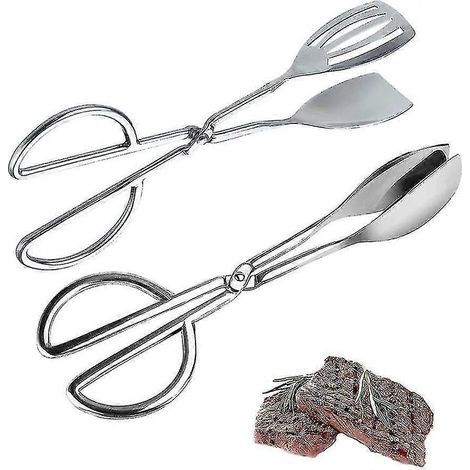 Küchenzange aus Edelstahl, 2 Salatzangen aus Edelstahl, Salatzange, Buffetzange, Salatzange für Buffets (silber) (1/5)