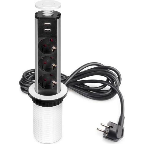 Multiconnecteur élevable Vertikal, EU, Peint en blanc, Plastique et Aluminium. (1/4)