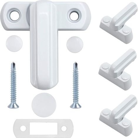 Verrou de fenêtre en alliage de zinc en 4 pièces - 4 verrous de porte blancs - convient à la sécurité domestique de tous types de portes et fenêtres. (1/5)