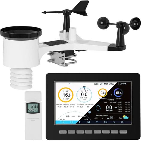 Bezprzewodowa stacja meteorologiczna pogodowa solarna 7w1 LCD WiFi 100m (1/5)