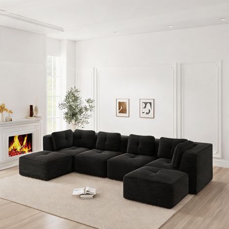 Canapé modulaire en U convertible en lit 980 cm en velours (1/5)