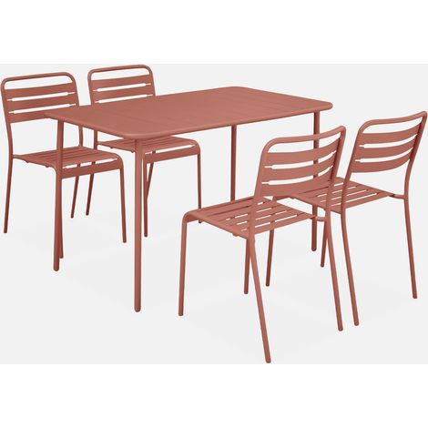 Set tavolo da giardino bistrot in metallo con 4 sedie, 120cm