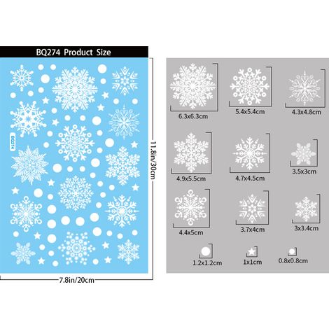 Autocollants de Noël, stickers pour fenêtres, sapin blanc avec le Père Noël, cloches, traîneau, bonhomme de neige, renne, flocons de neige, autocollants électrostatiques