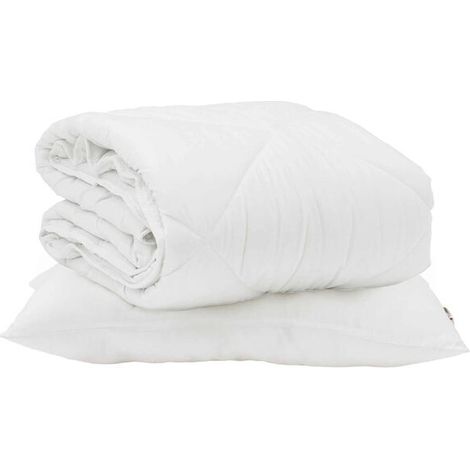 Ensemble couette et oreiller d'été en duvet, 2 pièces, microfibre blanche. (1/5)