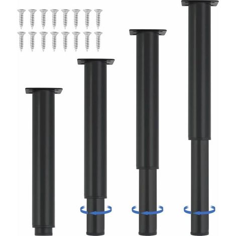 Stück – Verstellbare Möbelfüße – Stabile Mittelstütze – Für Bett, Tisch, Sofa, Kleiderschrank + Korrosionsbeständig + Für den Innenbereich, Schwarz, 25,4 x 41,6 cm (1/5)