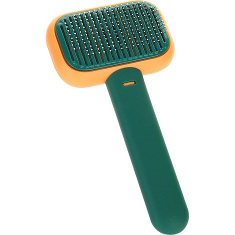 Cepillo autolimpiante Toivize para perros y gatos, desenreda y masajea, pelo naranja o verde, ABS con mango ergonómico.
