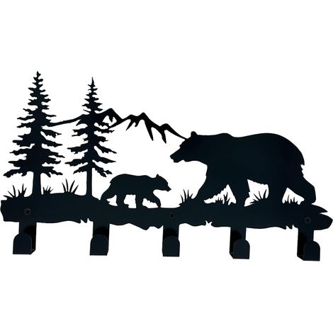 Perchero metálico con forma de oso, llavero y decoración de pared con temática animal, ideal para entradas, pasillos y oficinas. (1/5)