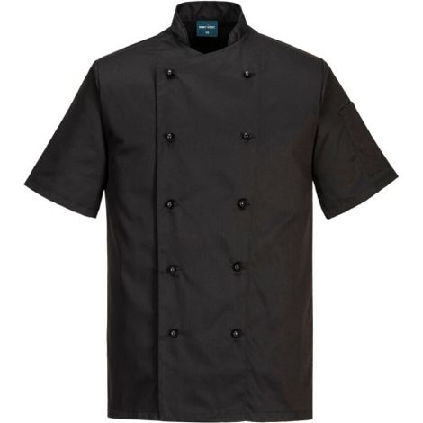 Chaqueta de chef Kent ambientes calurosos manga corta 10 botones PORTWEST C734 XXS Negro (1/4)
