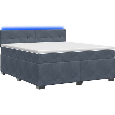 Maison Exclusive - Letto con Box Spring, Materasso e LED Grigio Scuro 160 x 200 cm (1/5)