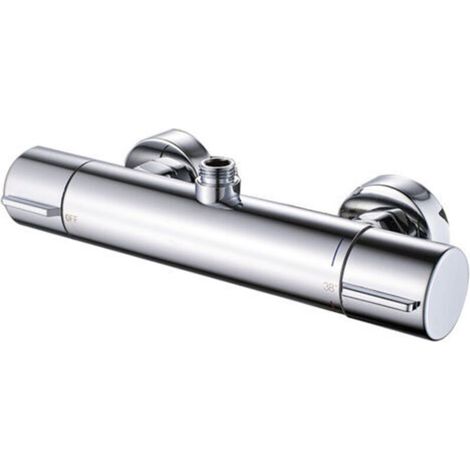 Thermostat-Duscharmatur aus schwarzem Messing – Konstante Temperatur 38 °C – Antikalk-Beschichtung – Wandmontage mit 2 Auslässen (1/4)