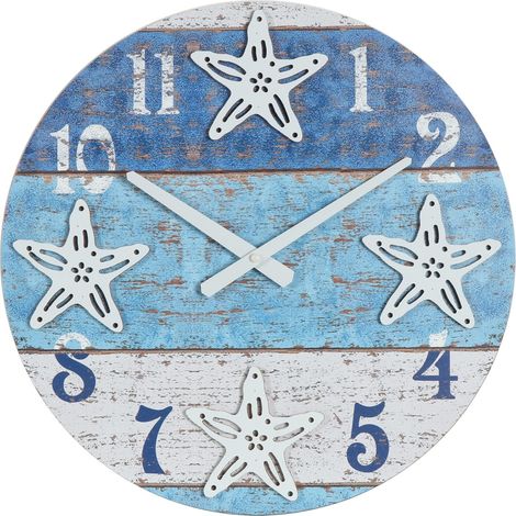 Wanduhr im maritimen Stil mit Sternenmotiv – moderne Dekoration für Zuhause, Büro und Wohnzimmer