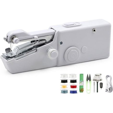 Anlising Machine à Coudre Manuelle, Machine à Coudre Portable, Mini Machine a Coudre, Machine a Coudre a Main, Débutant Mini Machine a Coudre Portable, pour Vêtements, Coupe, DIY (Blanc)