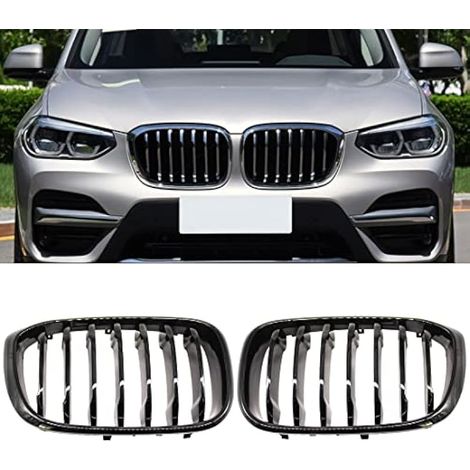 Griglia anteriore per cofano auto a lamelle singole, nera lucida, applicabile per BMW X3 X4 G01 G02 2018 2019 2020