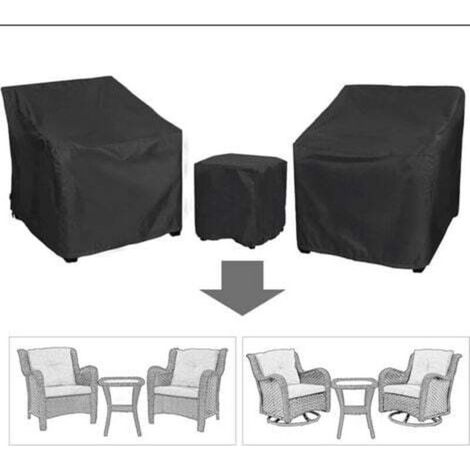 Ensemble de 3 housses de meubles d'extérieur pour canapé, fauteuil et table basse en tissu Oxford robuste, protection imperméable et coupe-vent pour cour, jardin (1/4)