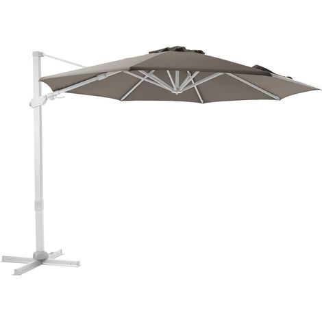 Axi Cyrus Premium Parasol Déporté Blanc/Taupe - Rectangulaire Ø 300Cm - Structure Aluminium - Rotation 360 - Inclinable - Résistant Aux Uv
