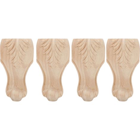 Lot de 4 pieds sculptés pour meubles, canapés, armoires, tables basses, accessoires pour chambres d'hôtes et hôtels (12 x 6 cm). (1/5)