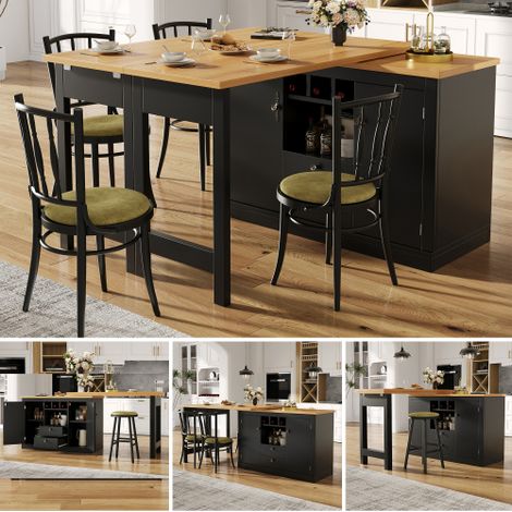 Tavolo bar allungabile di alta qualità con funzione girevole a 360° e vano portaoggetti, lunghezza regolabile da 120 a 180 cm, adatto per soggiorno, sala da pranzo, ufficio domestico, tavolo bar allun (1/5)