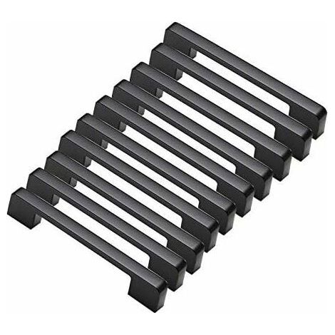 10 Stück schwarze Türgriffe aus Aluminiumlegierung, T-förmige Stangengriffe, für Küchenschränke, Lochabstand 160 mm (1/4)