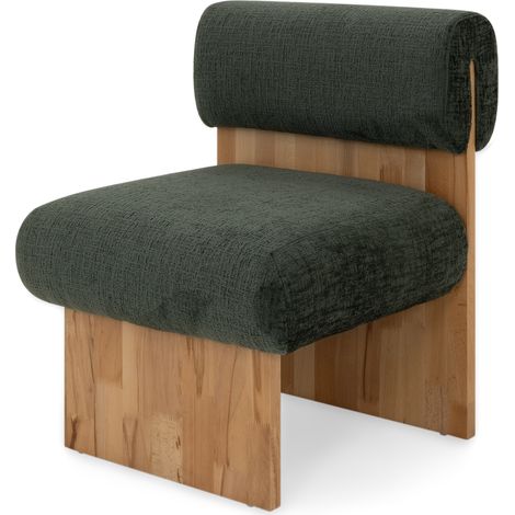Sillón Leah Acolchada con Espuma Densa 40 kg/m³, Madera de Abedul, Diseño Escandinavo, Acogedora y Elegante, Verde Oscuro, 60x60x75 cm, MOG Casa