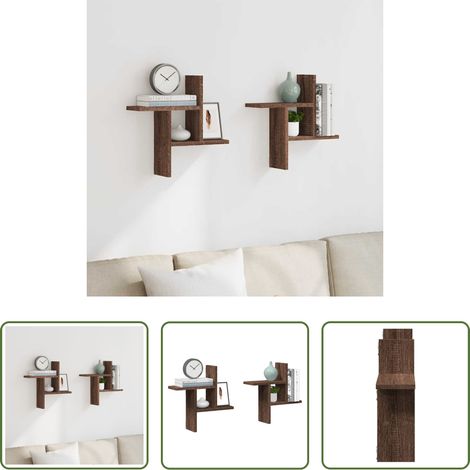 Holzwerkstoff -  Wandregale 2 Stk. Eichen-Optik 38x12x38 cm Holzwerkstoff (1/5)