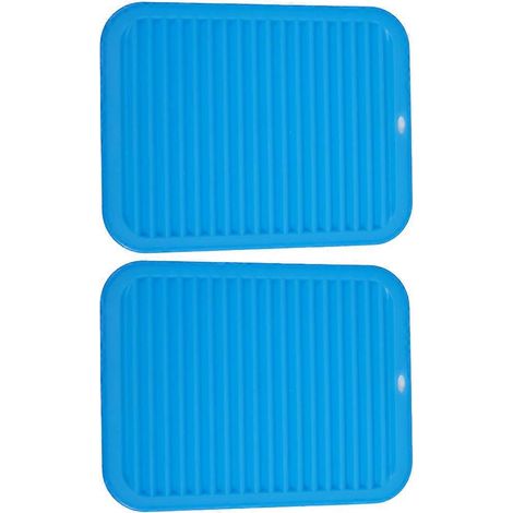 Tapis égouttoir en silicone, trépied en silicone pour plaques et poêles chaudes, et dessous de plat pour plan de travail - Bleu royal (1/5)