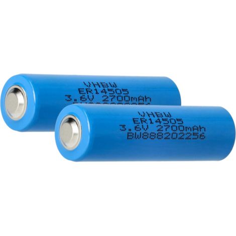 vhbw 2x Lithium ER14505 Round Cell Batteries compatible with Viessmann Trimatik, Trimatik 2 - Special Battery (2700mAh, 3.6 V, Li-SOCl2)