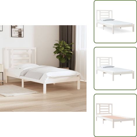 Letto in pino - vidaXL Letto senza Materasso Bianco 90x190 cm in Legno Massello Pino -