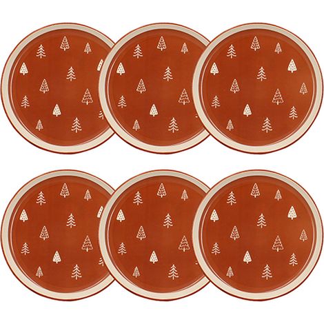 Lot de 6 assiettes à dessert 20cm en grès, MONTAGNE (1/3)