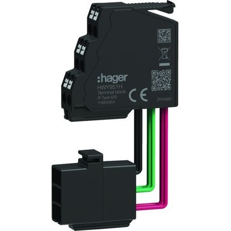 Connecteur d'auxiliaire type B 6/6 pour ENCT, Sentinel - HAGER HWY951H