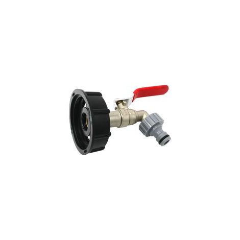 Adaptateur de vidange IBC pour robinets de jardin en laiton avec raccords de tuyau, raccord de réservoir de 1 000 L, 12,7 mm.
