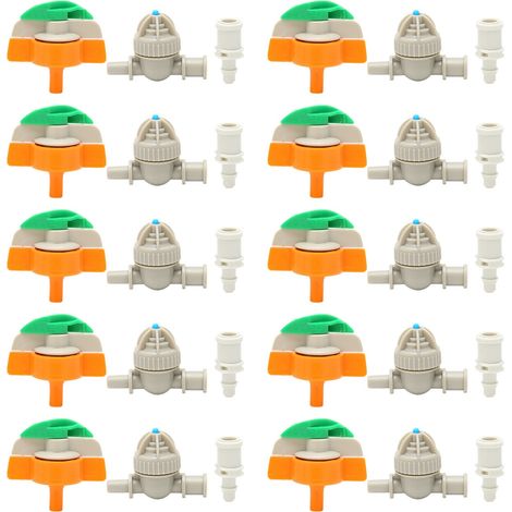 Ensemble de 10 buses d'arrosage rotatives, anti-goutte, raccord cannelé 4/7 pour tuyau d'arrosage, pour l'irrigation de jardin (1/5)