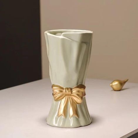 Grande vaso in ceramica bianca con motivo a nodo – Decorazione per la casa in stile bohémien – 23,6 cm – Decorazione per il soggiorno – Ideale come regalo per la festa della mamma (1/5)