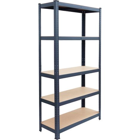 Relaxdays Rayonnage pour charges lourdes, H180 x L75 x P30 cm, 875 kg, 5 niveaux MDF, cave, à emboîter, anthracite (1/5)