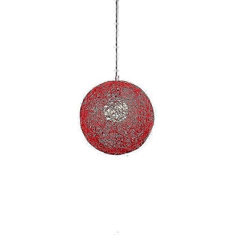 Kronleuchter aus rotem Bambus, Rattan und Kugeln – individuelle Kreativität – kugelförmiger Lampenschirm aus Rattannest-Red (1/5)